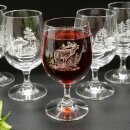 Set di 6 bicchieri da vino con motivo caccia