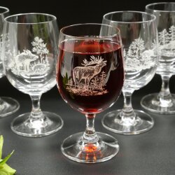 Set di 6 bicchieri da vino con motivo caccia