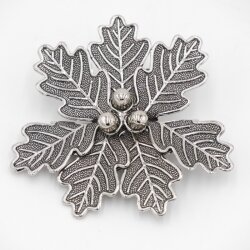 1 pièce Arme de sanglier Feuille de chêne Grande feuille de couverture à 7 feuilles avec 3 glands argentés