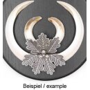 5 boar weapons Oak leaf cover sheet, large, 7 leaves with 3 acorns, silver-colored