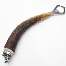 Apribottiglie con corna di cervo Manico in corno di cervo con cappuccio decorativo Testa di cinghiale Testa di cinghiale GL 23 cm #27.19.6.35