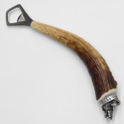 Apribottiglie con corna di cervo Manico in corno di cervo con cappuccio decorativo Testa di cinghiale Testa di cinghiale GL 23 cm #27.19.6.35