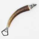 Flaschenöffner Öffner mit Hirsch Geweih Stange Hirschhorn Griff mit Endkappe Verzierung Hirsch stehend GL 24 cm #27.19.7.24