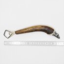 Bottle opener with deer antler handle and end cap decoration, standing deer, GL 24 cm #27.19.7.25