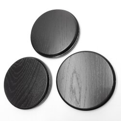 3 boar shields, boar board, trophy board, round, dark, AF 11 cm